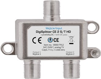 TECH DigiSplitter CE 2 HD - 2 way splitter, 5-2400MHz Blister
